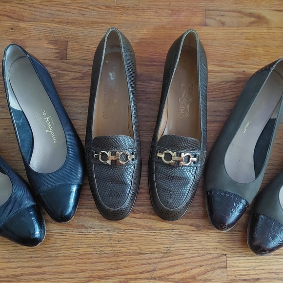 Salvatore Ferragamo Black and Brown Leather Flats (Bag C) - Picture 1 of 13